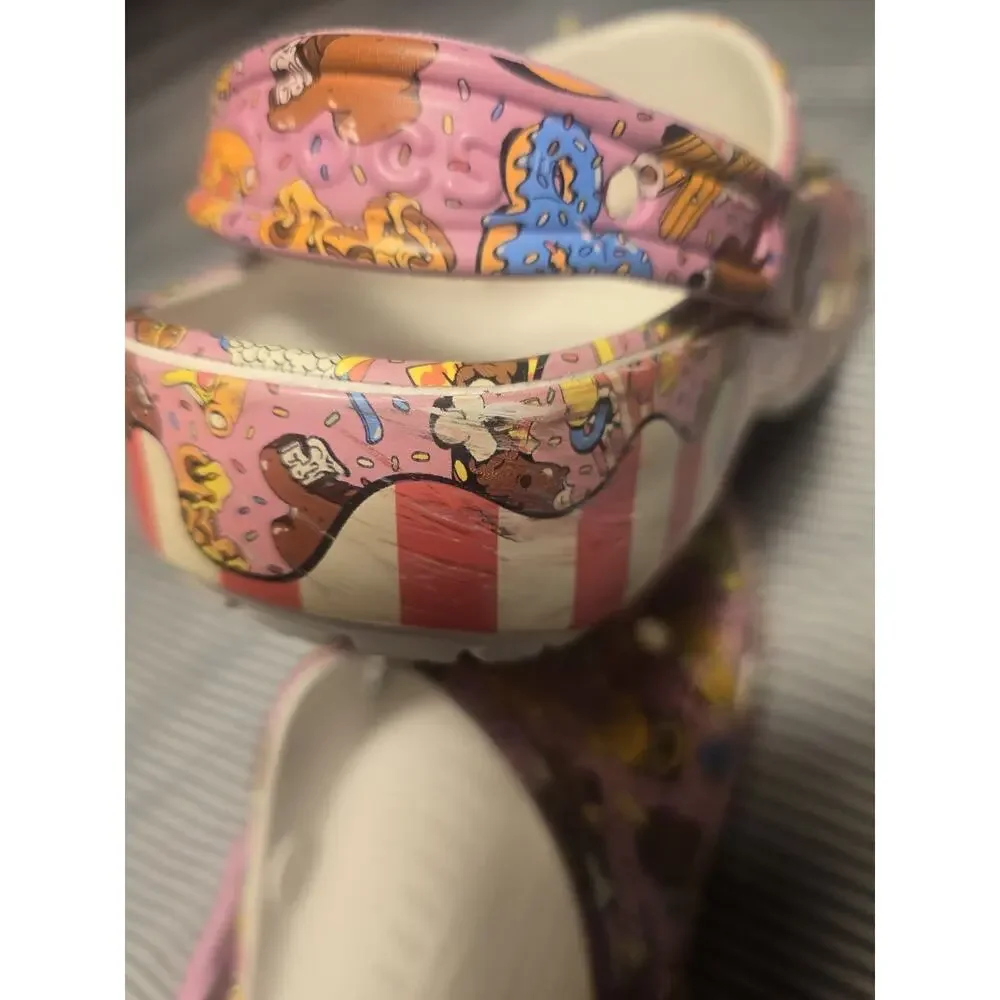 Crocs Disney Eats Pink Food Print Comfort Clog Slip-On Shoes Women 7 Mens 5